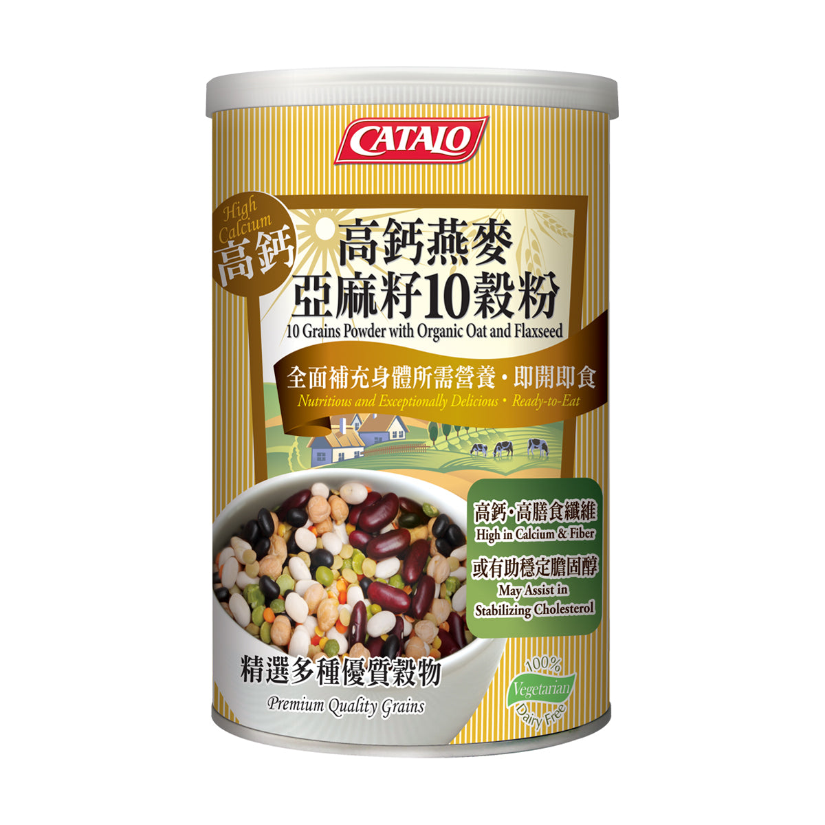 CATALO家得路有機燕麥高鈣亞麻籽10穀粉 454克,含10種穀物,穩定膽固醇,強健骨骼,促進腸道健康,適合素食者及偏食人士。